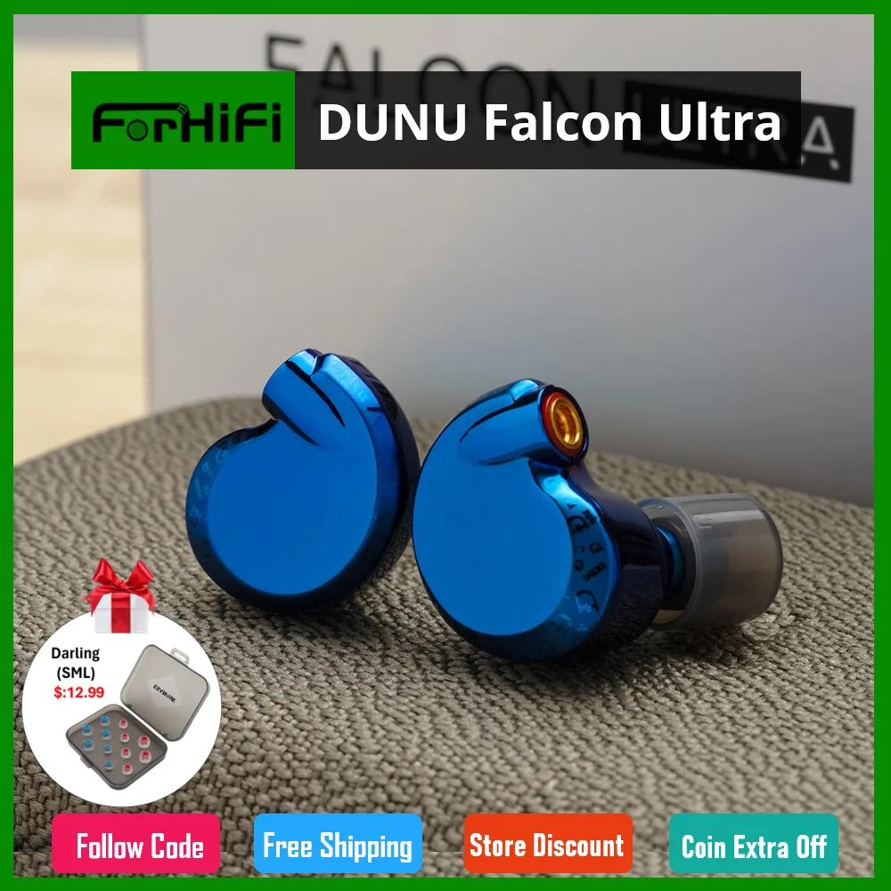 

DUNU Falcon Ultra Dynamic Driver Earphone In Ear Monitors Klein Blue Hi-res Music Headphone Bass Earbuds with MMCX HiFi Cable