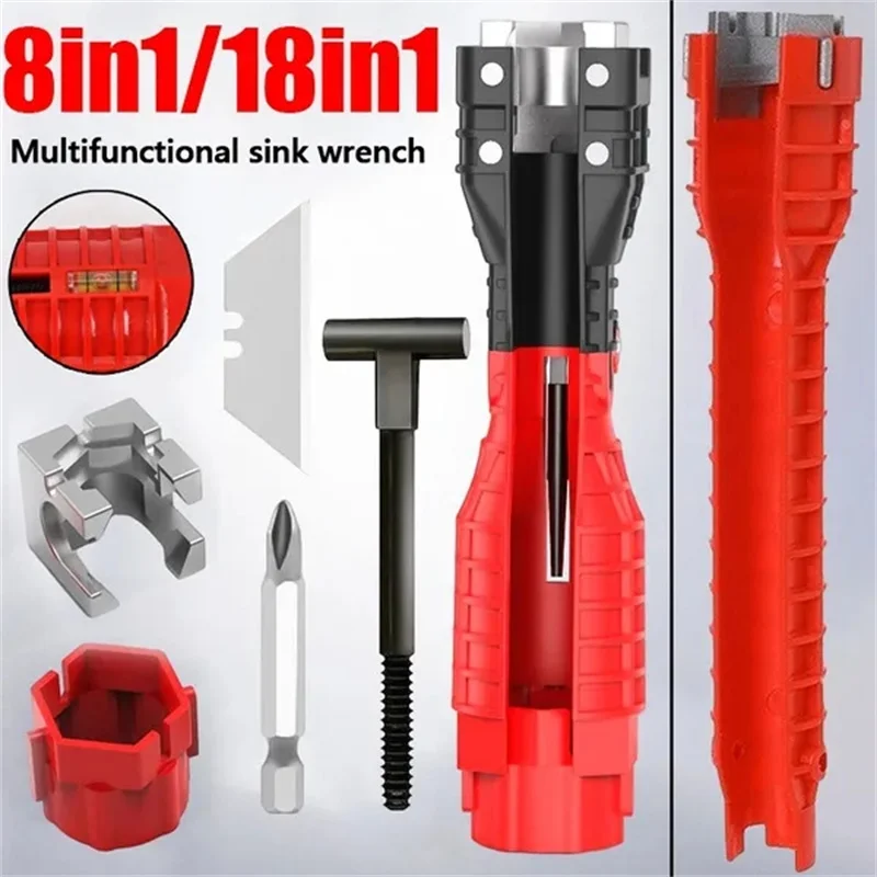 Imagem -02 - Multifuncional Faucet Wrench em Duplo Cabeça Pia Instalador Flume Wrench Encanamento Tomada Ferramenta de Reparo Profissional