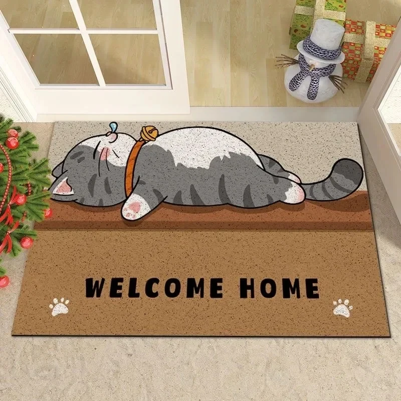 Tapis de porte d'entrée en Carton pour animaux, chat, chien, porte de bienvenue, 100% Polyester, élimine la poussière et l'eau, pour l'intérieur et l'extérieur