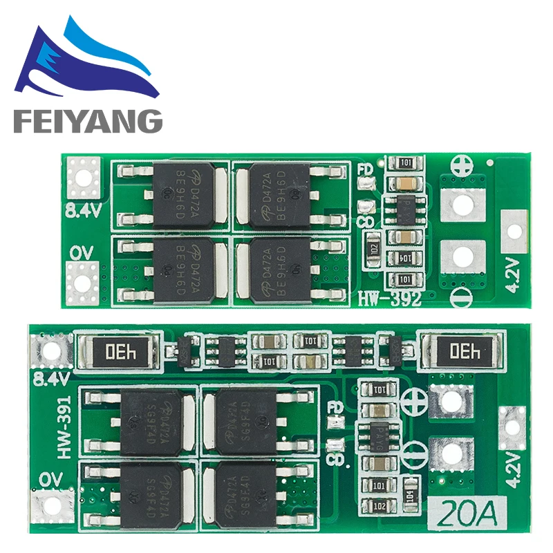 2S 20A 7.4V 8.4V 18650 Lithium Battery Protection Board/BMS Board Standard/Balance For DIY