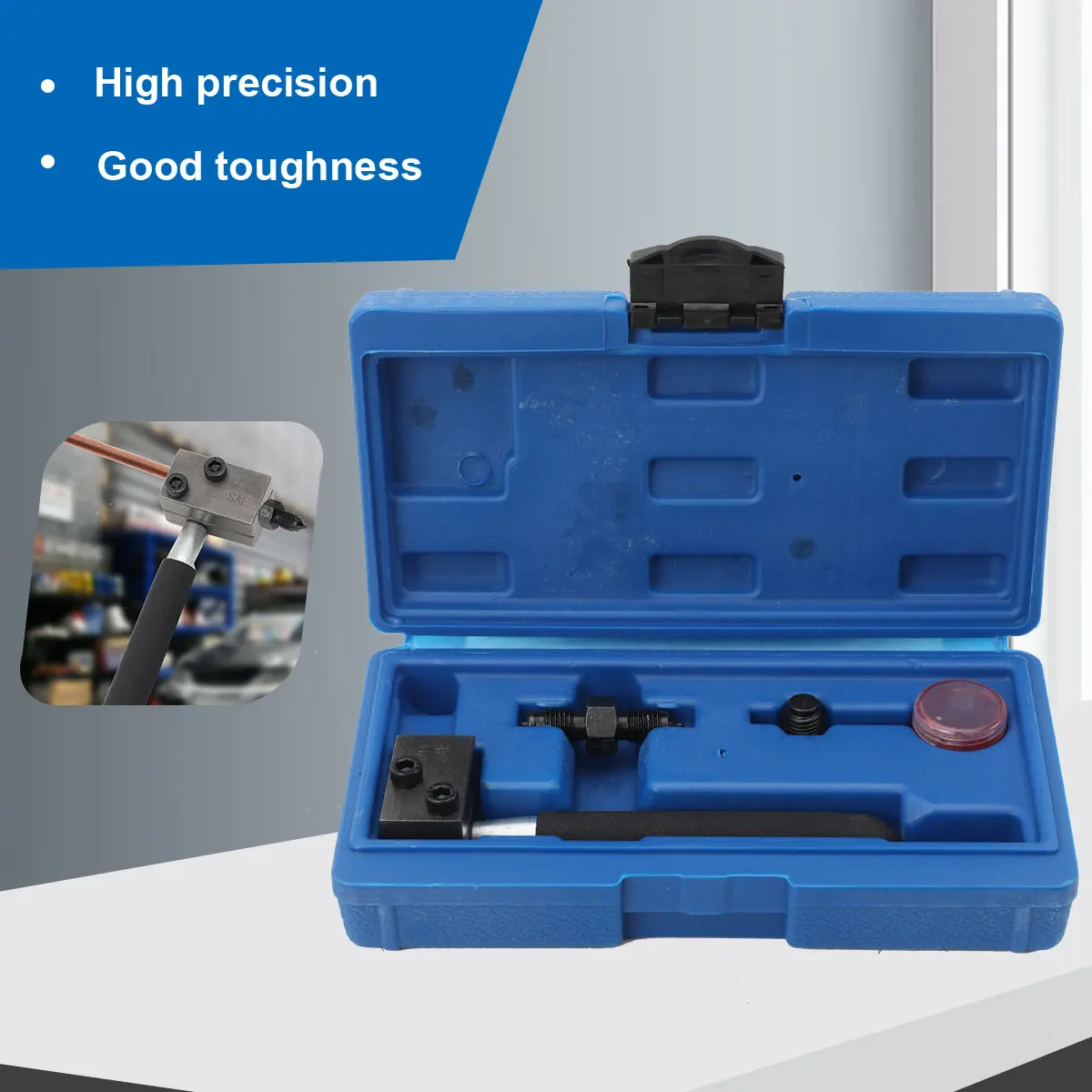 Outil de sertissage de conduites de frein, kit de sertissage portable pour conduites de frein automobiles avec graisse de sertissage et tête d'outil à angle droit, utilisable sur conduites de frein déjà installées, nécessite des clés de 10 et 17 mm, finition noire, SAE 4,75 mm 3/16", acier pour sertissage simple et double, longueur 158 mm