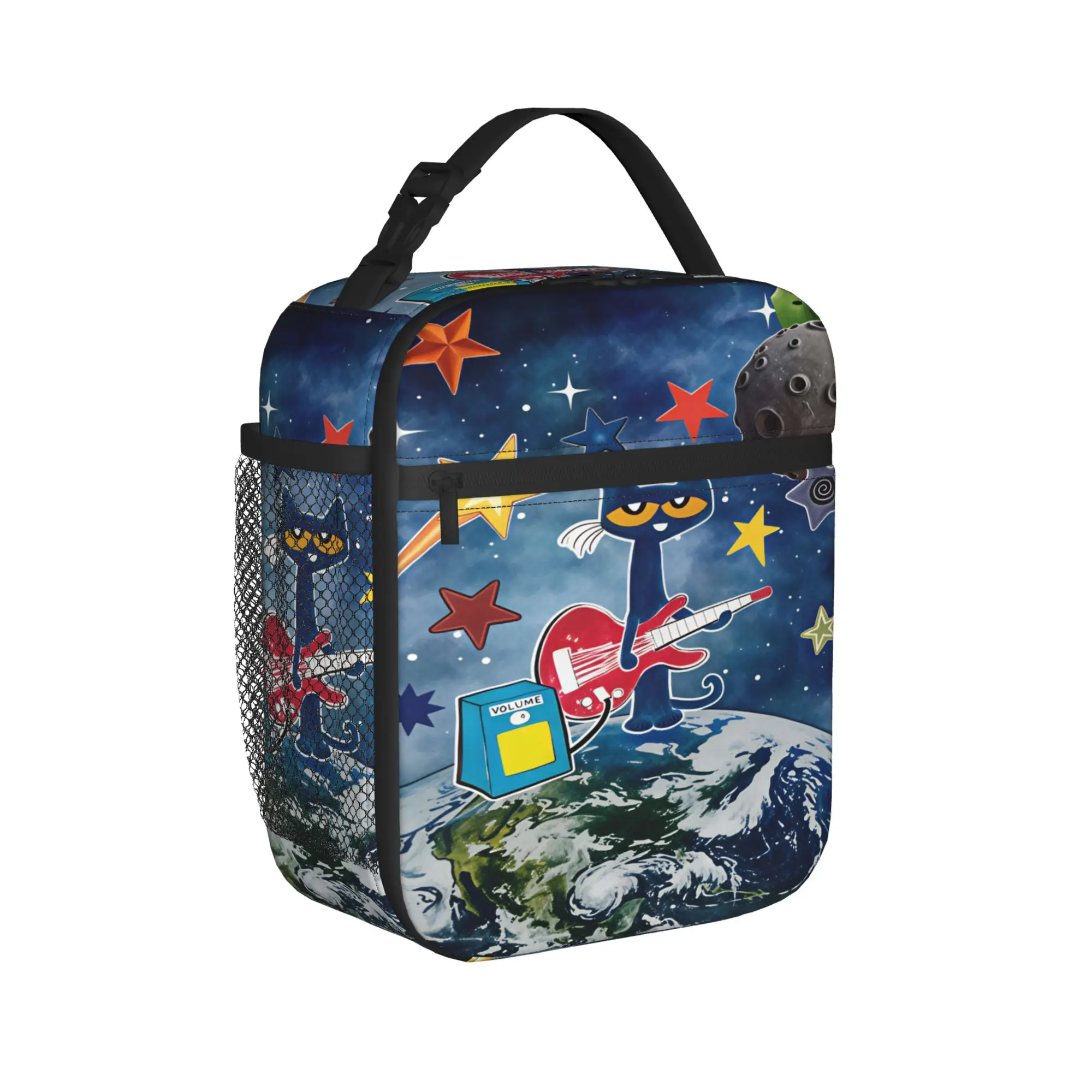 Pete The Cat Stars Comic Lunch Bag  Fun Lunch Box Outdoor Picnic Portable Tote Food Bags For Child Oxford Print Cooler Bag