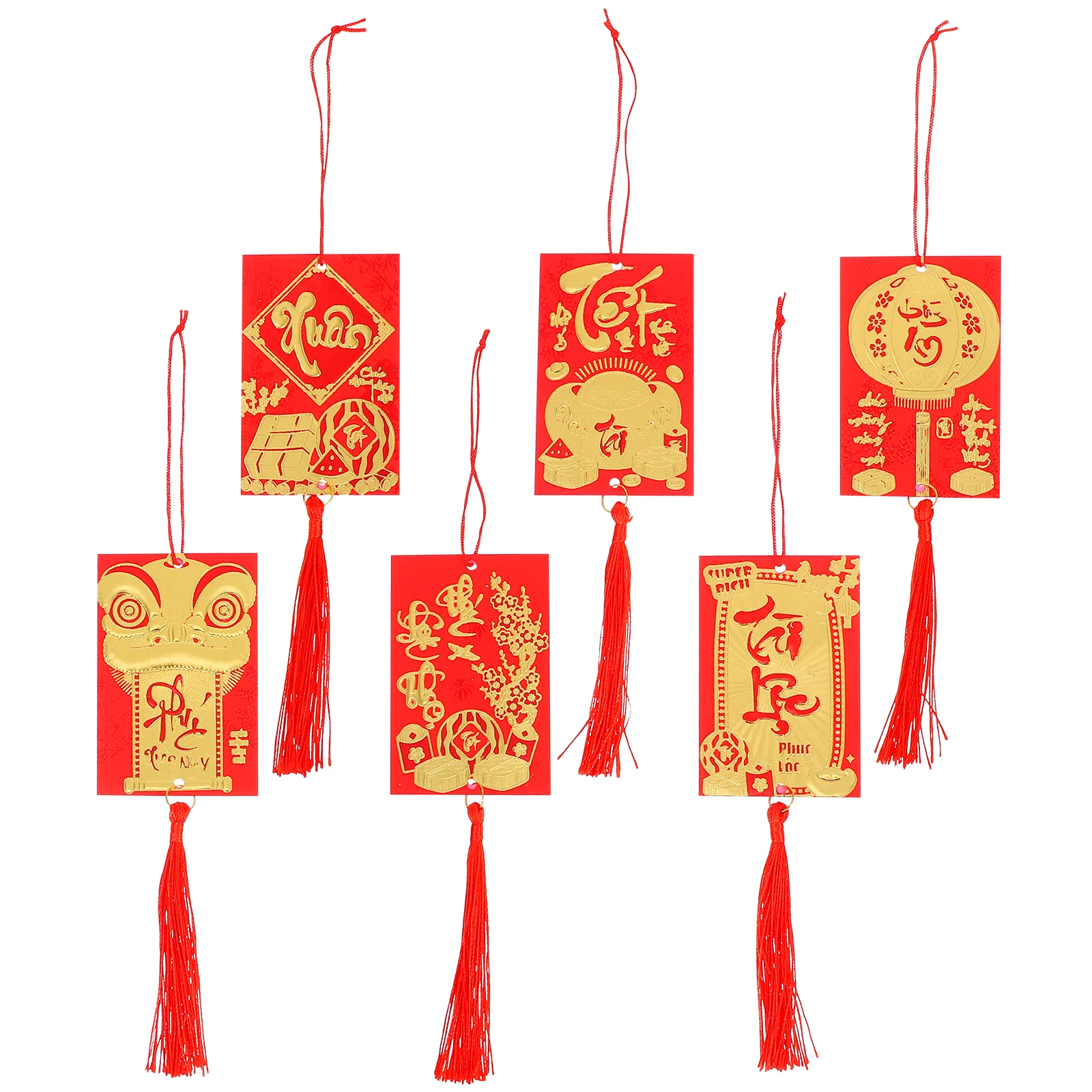 

6 Pcs New Year's Pendant Flower Pot Hanging Tassel Decor Bonsai Ornament Polyester Flowerpot Accessory Decorations for Home