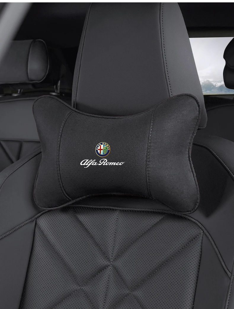 Auto-Kopfstützenkissen mit Logo für Nacken- und Wirbelsäulenschutz für Alfa Romeo 156 159 147 4C 8C 166 Giulia Giulietta Mito Stelvio – Detail 9