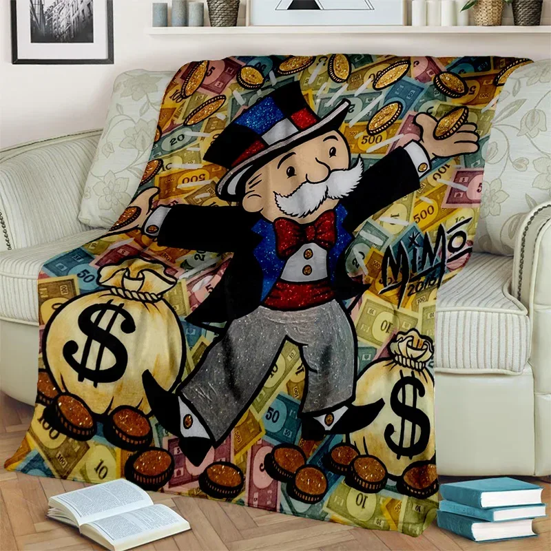 Dollar Monopoly Cartoon Retro Games Blanket,Soft Throw Blanket for Home Bedroom Bed Sofa Picnic Travel Office Cover Blanket Kids