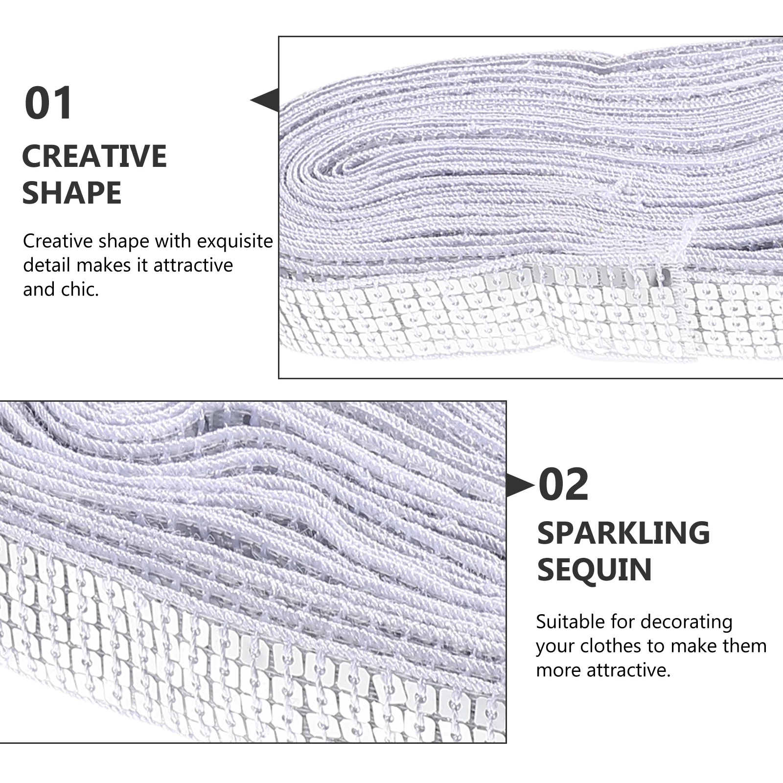 

Sequin Lace Trim Decorative Fringe for Dresses Skirts Bags Jeans Hats Shoes Shirts Craft Project Supplies PVC Wear Resistant