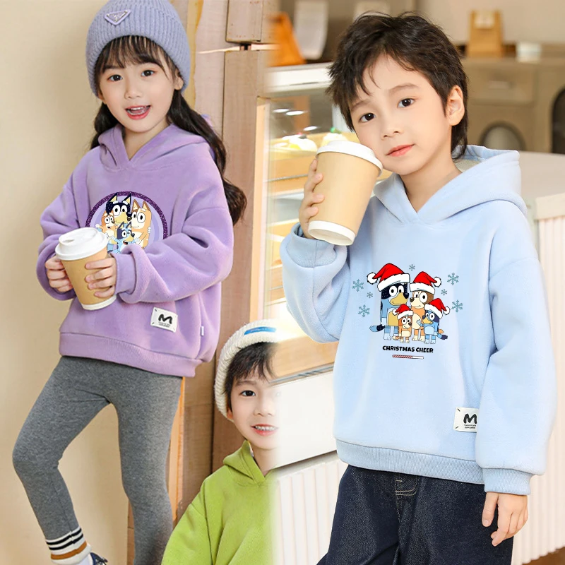 Bluey Bebé Navidad Sudadera con capucha Sudaderas Bluey Mangas largas Tops Chaqueta Ropa para niños Otoño Invierno Ropa de abrigo cálida Ropa de cumpleaños