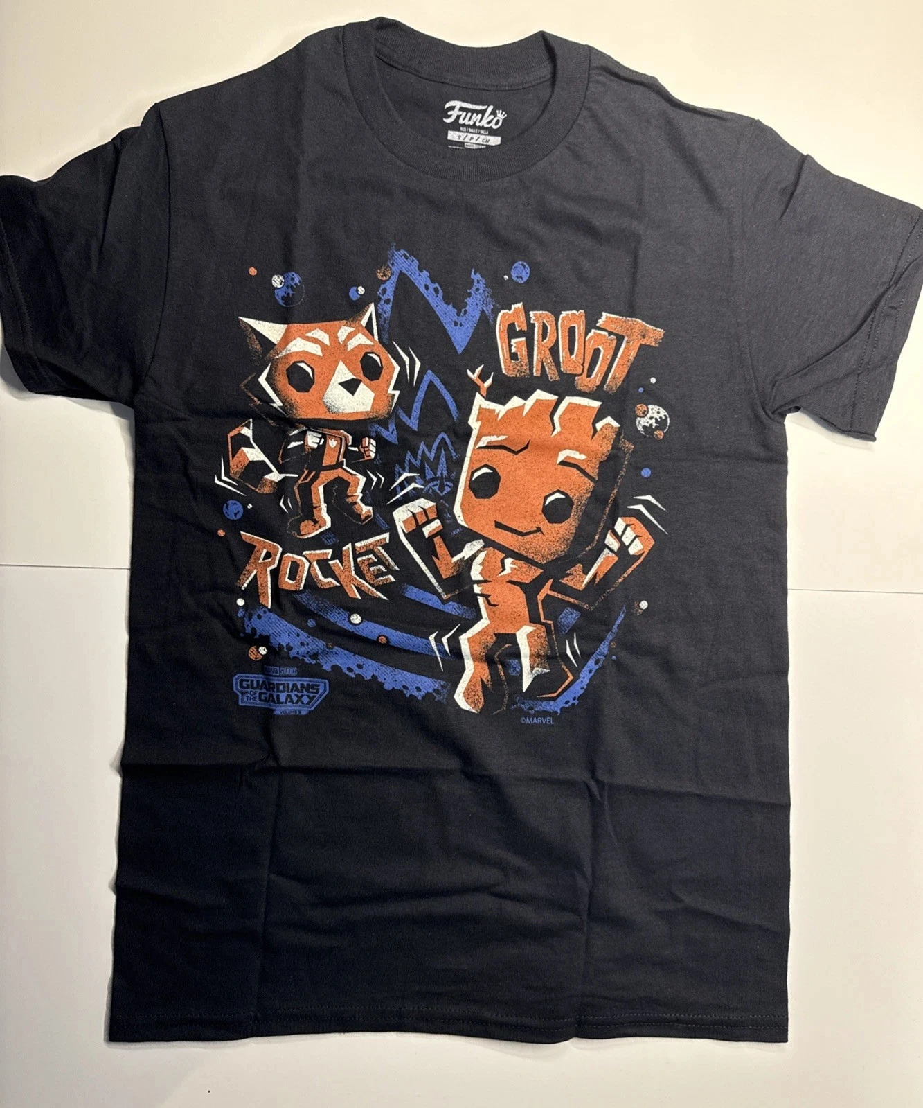 Marvel genuino nuevo Funko Rocket Raccoon y Groot estampado de cómic hombres y mujeres camisetas casuales sueltas de manga corta