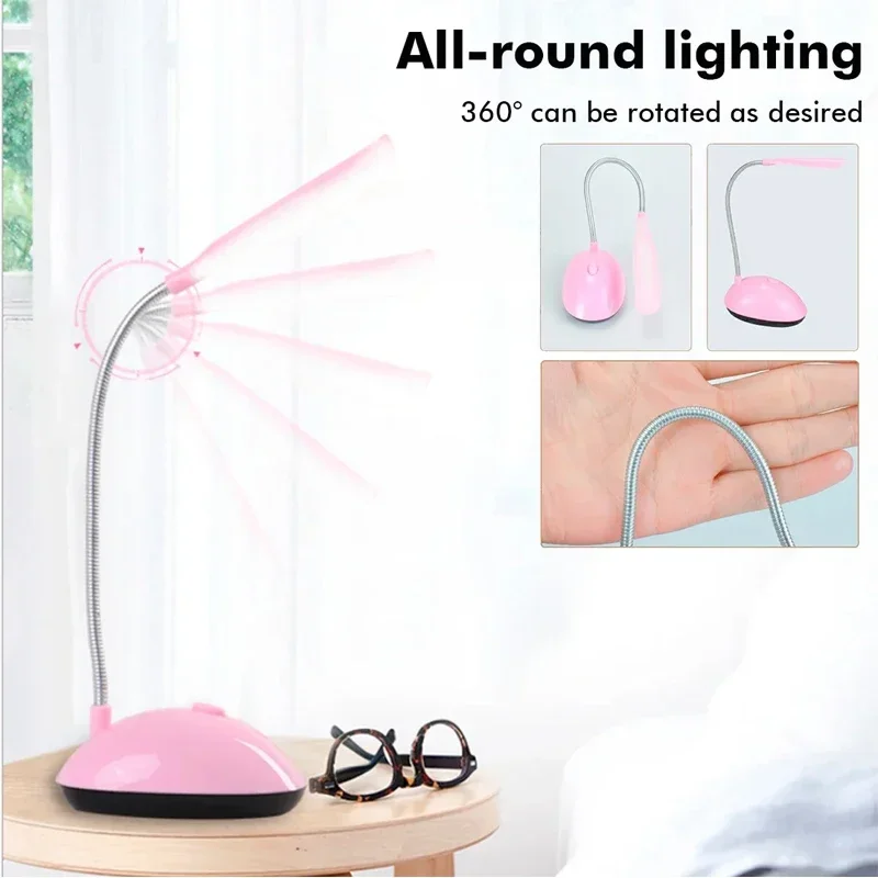 LED Book Lamp Battery Powered Table Lamp Flexible Learn Eye Protection Desk Lamp Portable Bedroom Office Reading Night Light
