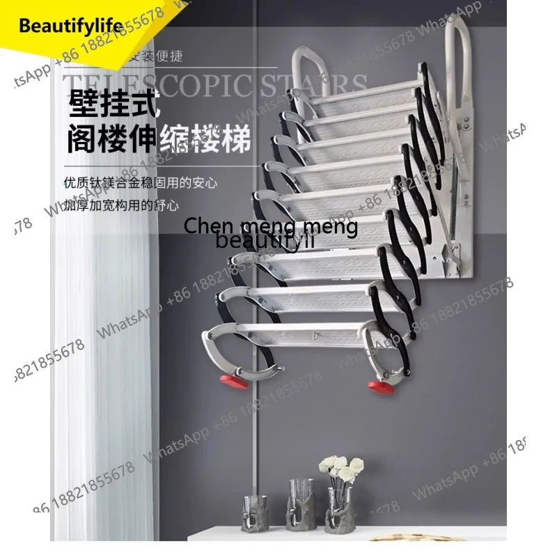 

P178 Wall-mounted attic telescopic staircase thickened folding tensile lifting and shrinking invisible ladder