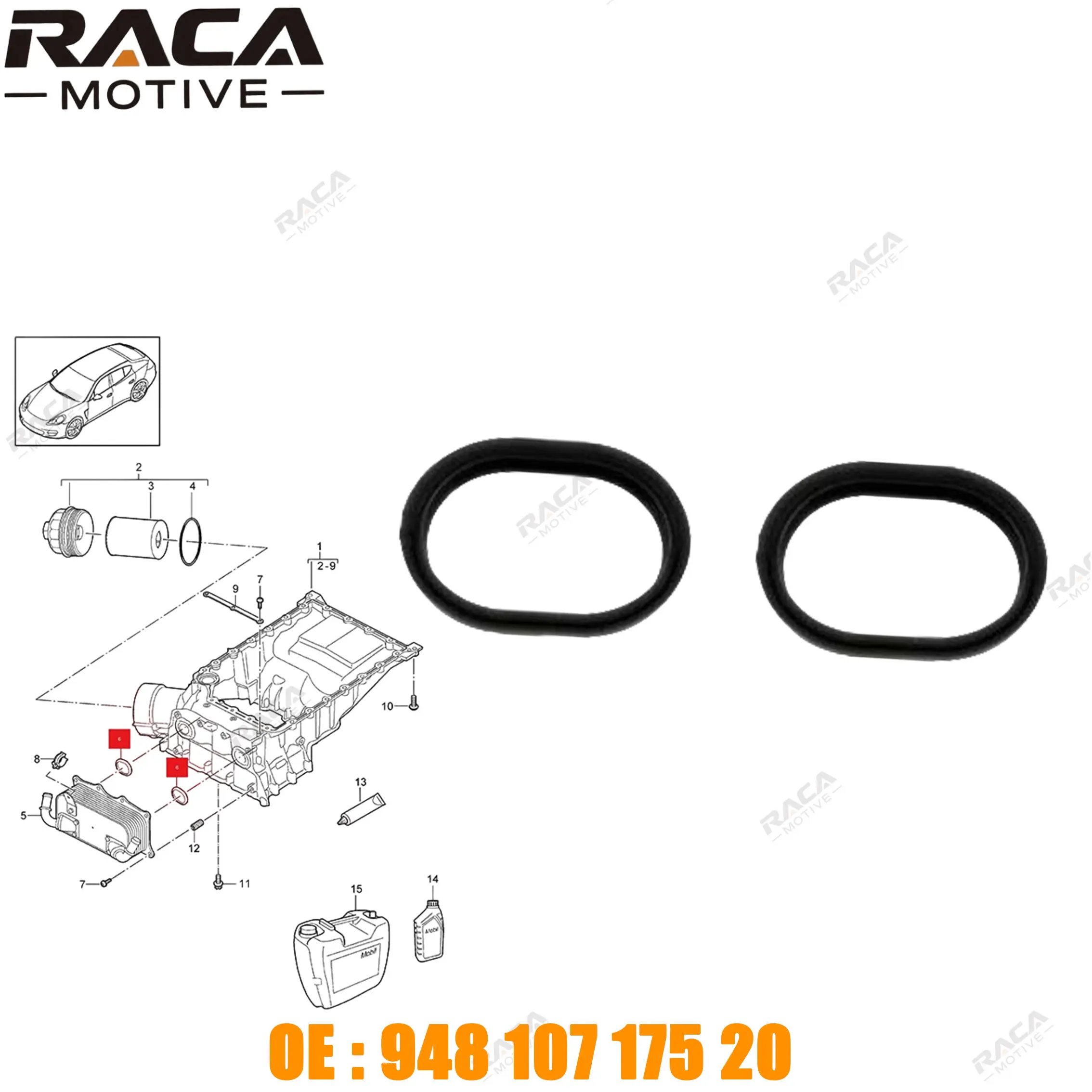 أختام تبريد زيت المحرك الأصلية لبورشه كايين (92A 9Pa) 2002- باناميرا (970) 2009-2017 ماكان (95B) 2014- 94810717520 #1