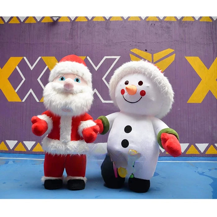 

Best selling CE 2m/2.6/3m inflatable christmas santa claus and snowman costumes walking cartoon polar bear costume for christmas