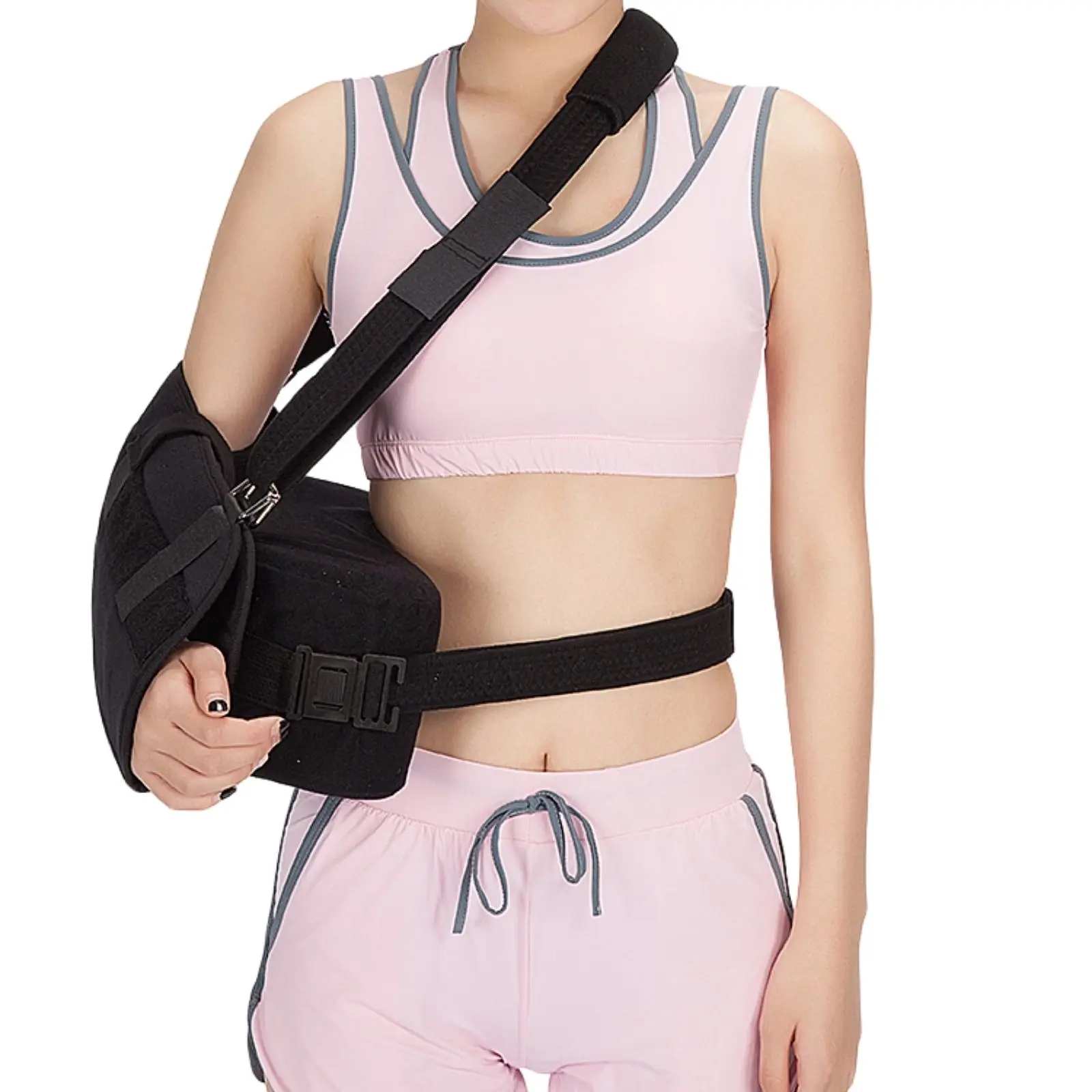 Abducted Shoulder Sling Immobilizer, Rotator Cuff Support Brace with Pillow and Exercise Ball for Arm Pain Relief