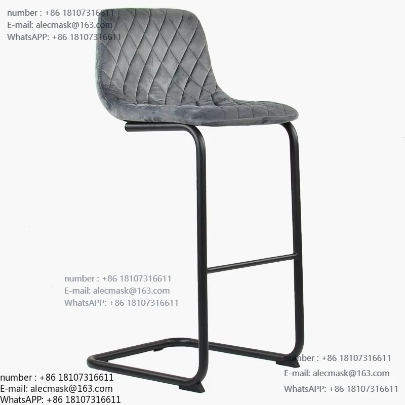 

Stylish Tall Metal Bar Stool, Dark Grey Velvet with Foot Pedals