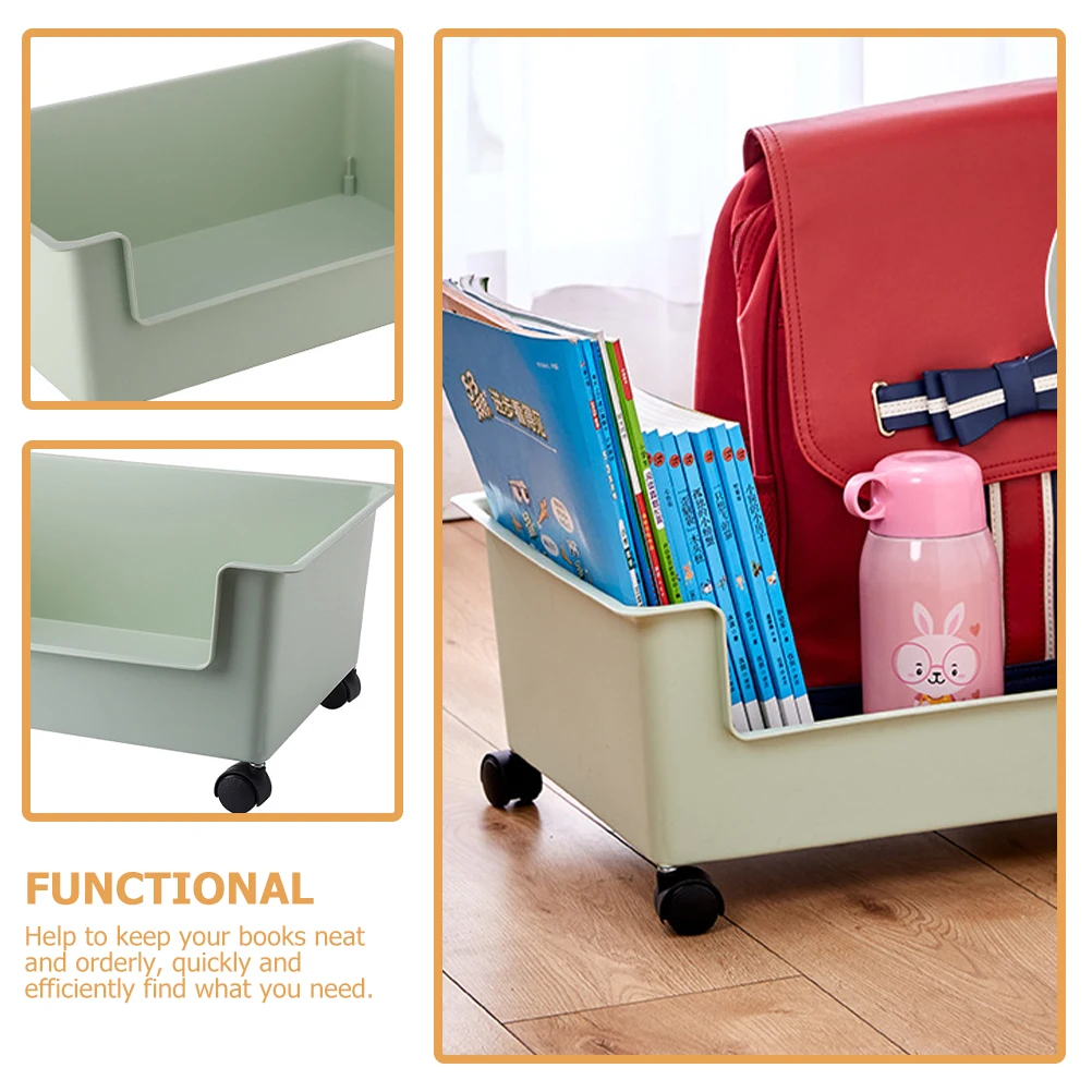 

1PCS Wheeled Bookcase Storage Box for Student Desk Avocado Green Small Size Plastic Container Books Clothes Sundries Organizing