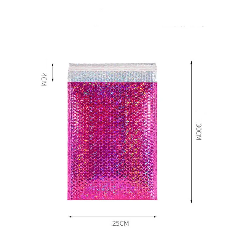 50 adet holografik lazer baloncuklu zarf posta çantaları poli zarf nakliye ambalaj çantalar depolama kabarcık sarma