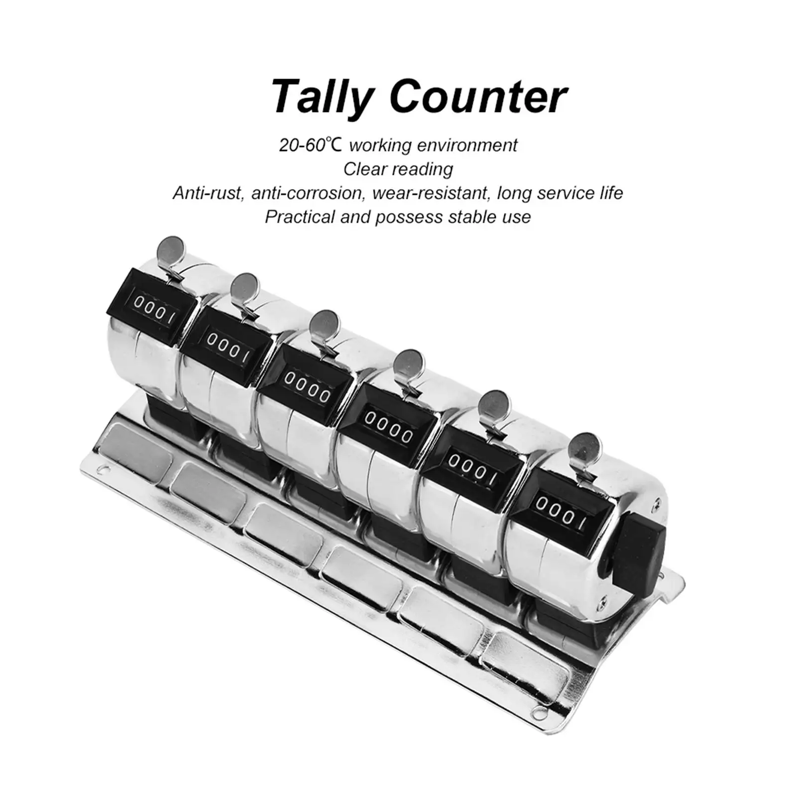 

Mechanical Digit Counter Manual Tools Mechanical Counter Metal Manual Clicker Digit Conjoined 6 Units Stainless Steel Tally