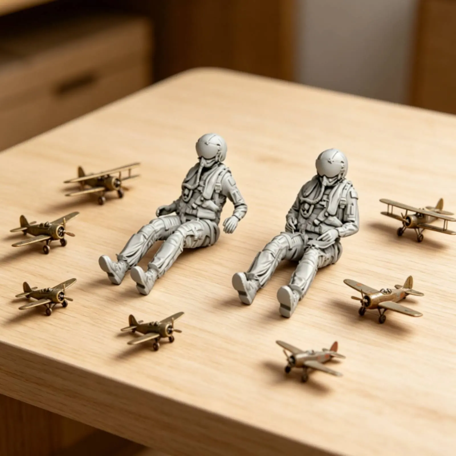 

2 Figures F-16 Pilot Figures High Definition Fighter Jet Pilots F-16D Fighter Model 3D Printed for Display