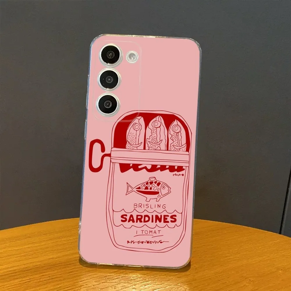 Sardines Salted fish Canned Phone Case For Samsung Galaxy A71,70,52,51,40,31,A50,30S,21S,Note20ultra Transparent Cover