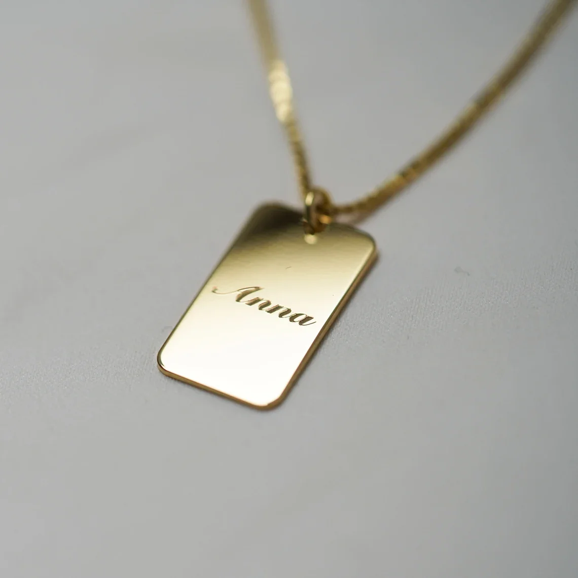 Custom Engraved Name Necklace Women Men Jewelry Personalized Stainless Steel Box Chain  Nameplate Tag Square Pendant Necklace