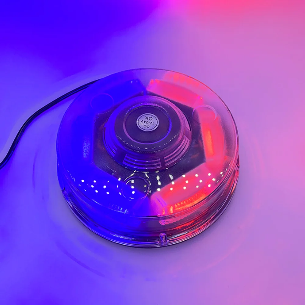 둥근 자석 LED 경고 스트로브: 차량 장착형, 엔지니어링 차량 - 12-24V 범용, 안전 신호등