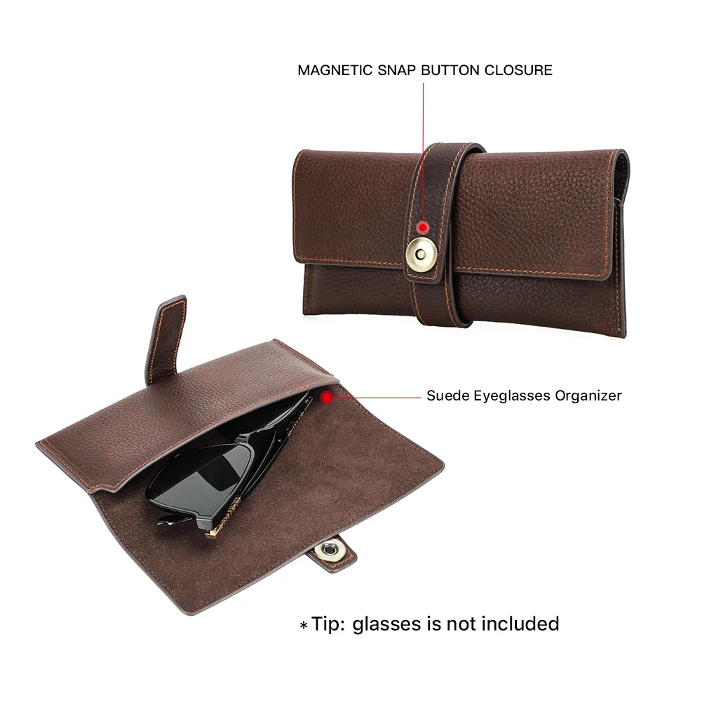 Handmade 1PC Retro Genuine Leather Glasses Cover Case Storage Bag Sunglasses Protective Box Eyeglasses Holder Men Women