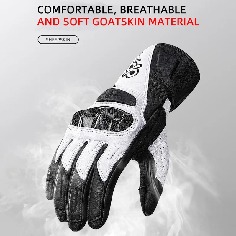 2025  Retro Leather Motorcycle Riding Gloves Touchscreen Offroad Glove Anti-fall & Shock-absorbing Moto Glove Carbon Fiber Shell