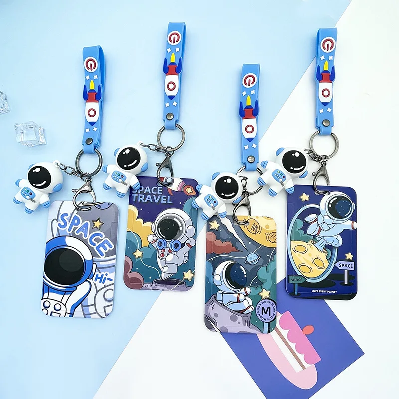 Astronaut Credential Badge Holder Keychain With Pendant Boys Cool Space Subway Door Card Holders Hand Strap ID Cards Holder