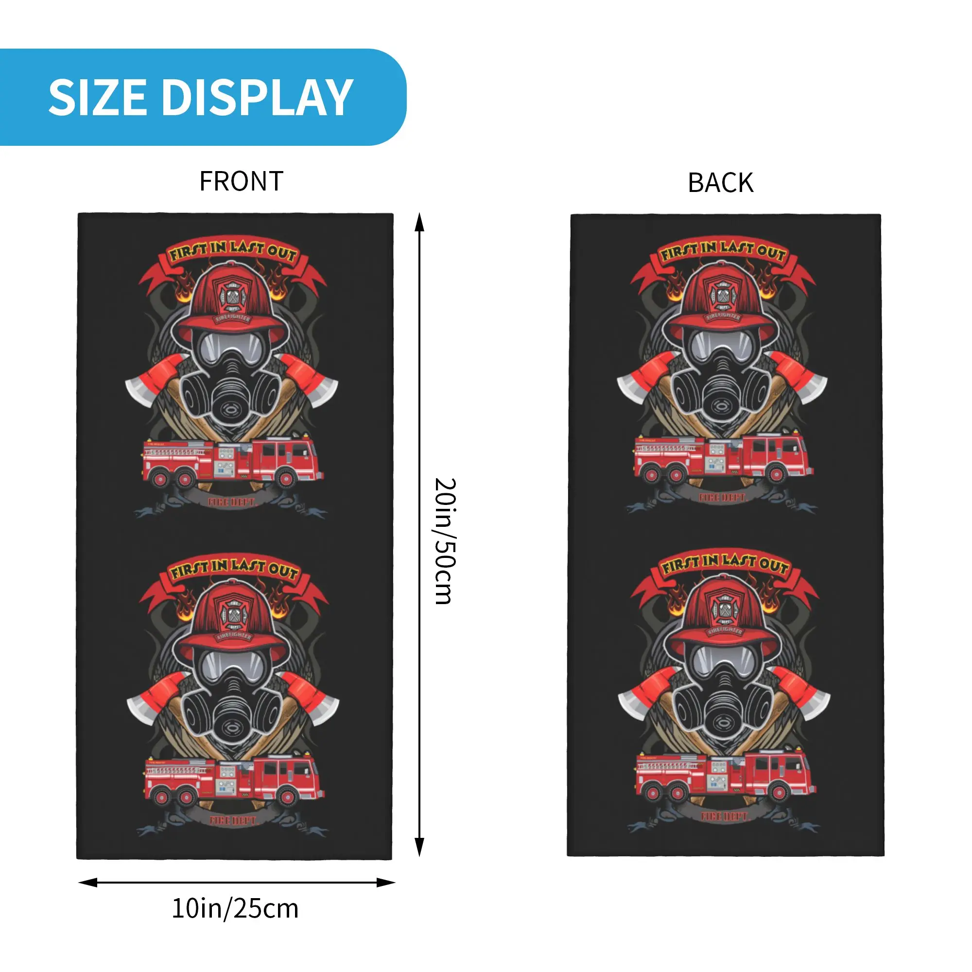 Custom Vintage Fire Rescue Fireman Skull Firefighter  Bandana Neck Gaiter Hiking Hunting Men Women Wrap Scarf  Headband Warmer