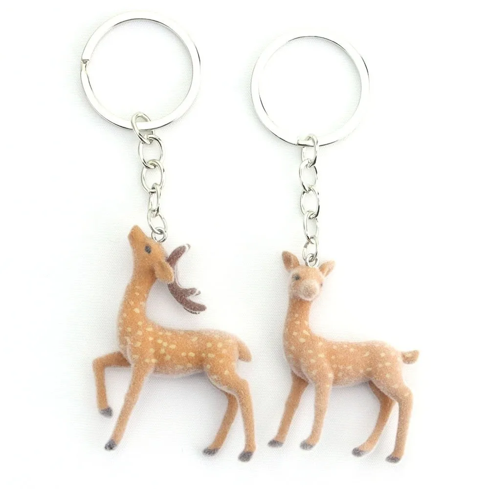 3D Design Christmas Elk Fluffy Texture Kawaii Style Deer Keychain Pendant Style Sika Deer Style Bag Pendant Christmas Gift