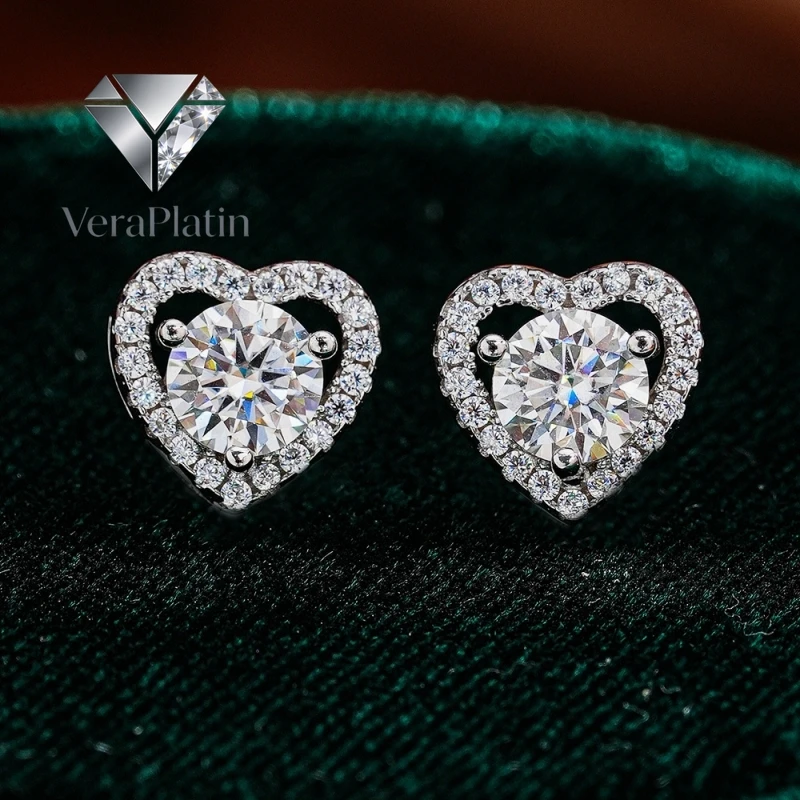 

ВераПлатин Серьги для девушки/дочери на День святого Валентина/день рождения, из белого золота 18 карат, с муассанитом 0.5 карата, для женщин, на свадьбу, PT950