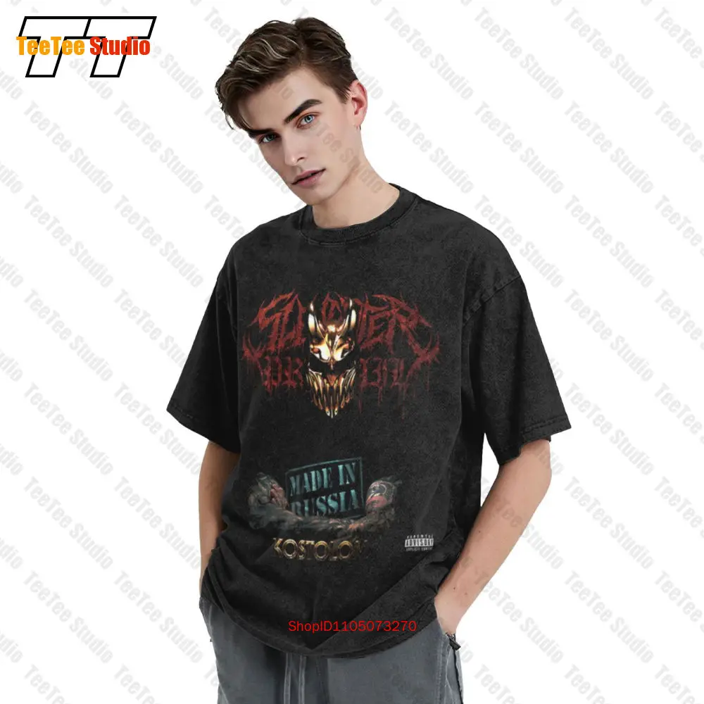 Deathcore hecho en Rusia Kostolom Slaughter To Prevail Vintage camiseta de gran tamaño 8Q4N