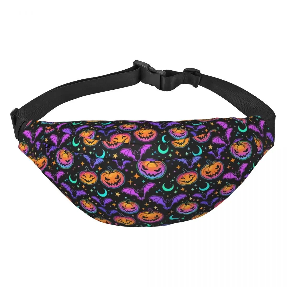 

Custom Halloween Pumpkin Bats Star Gothic Magic Mysterious Fanny Pack Sling Crossbody Waist Bag Running Phone Money Pouch