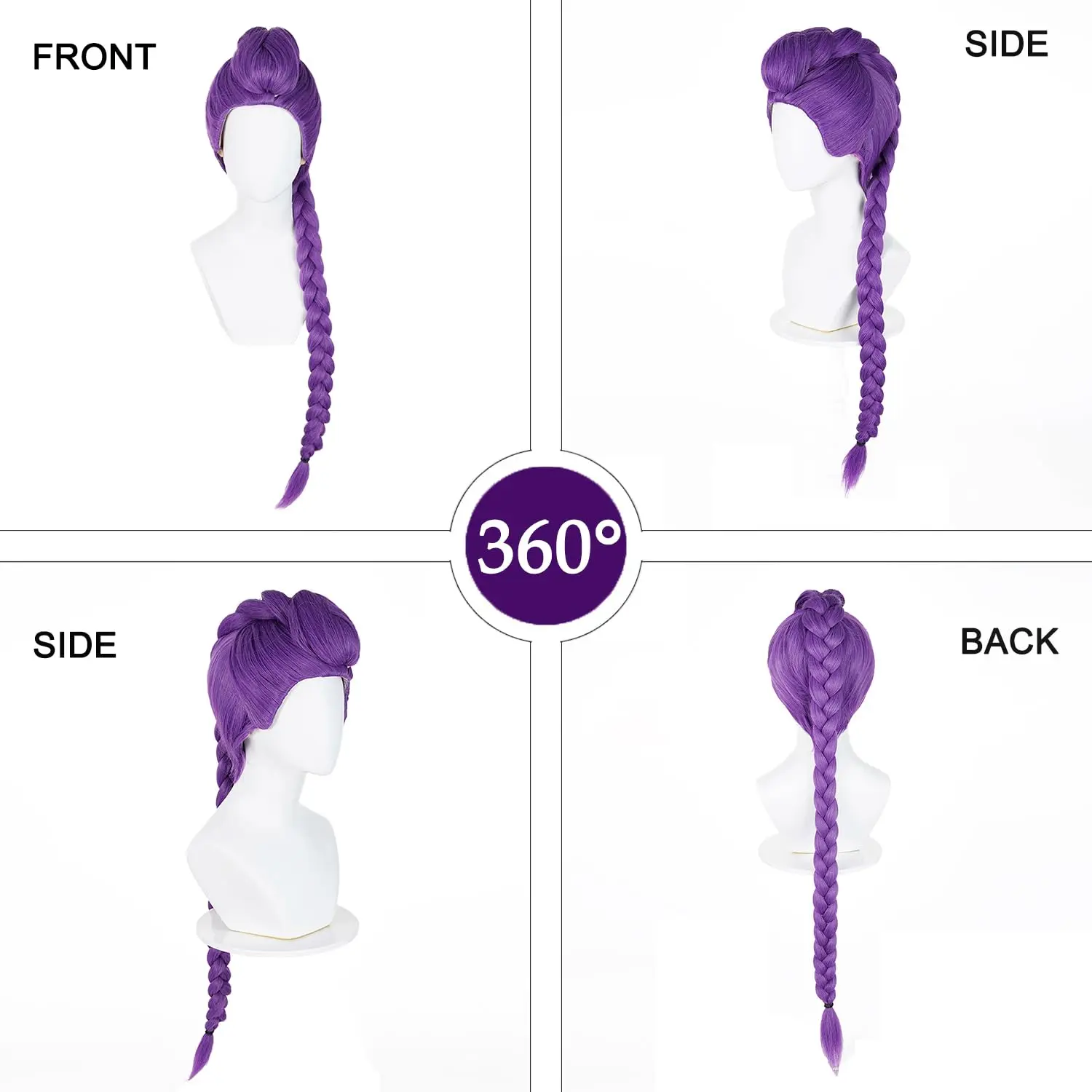 The movie character cosplay wig, purple long-haired synthetic wig, fluffy long braid wig are suitable for cosplay and parties
