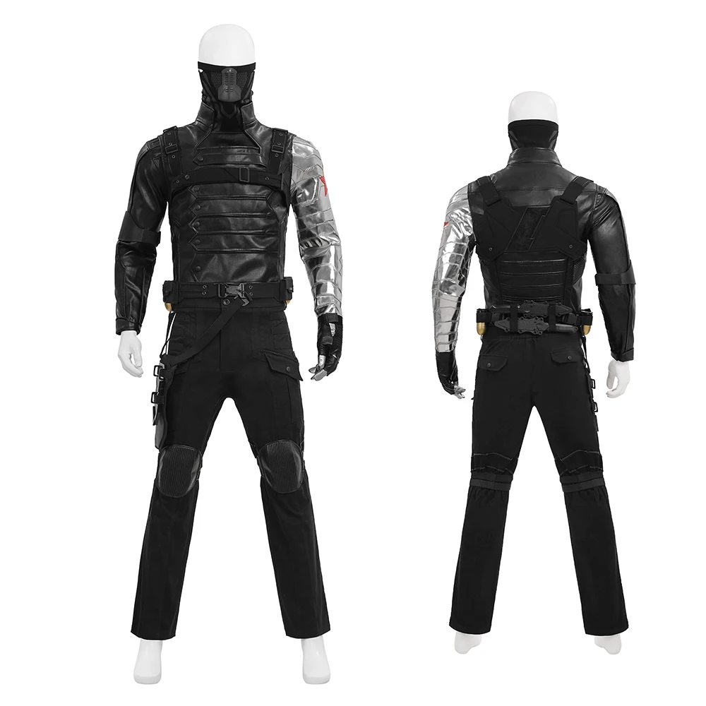 

Bucky Barnes Cosplay Costume Winter Soldier Leather Battle Suit Top Pants Accessories MensHalloween Uniform Outfits