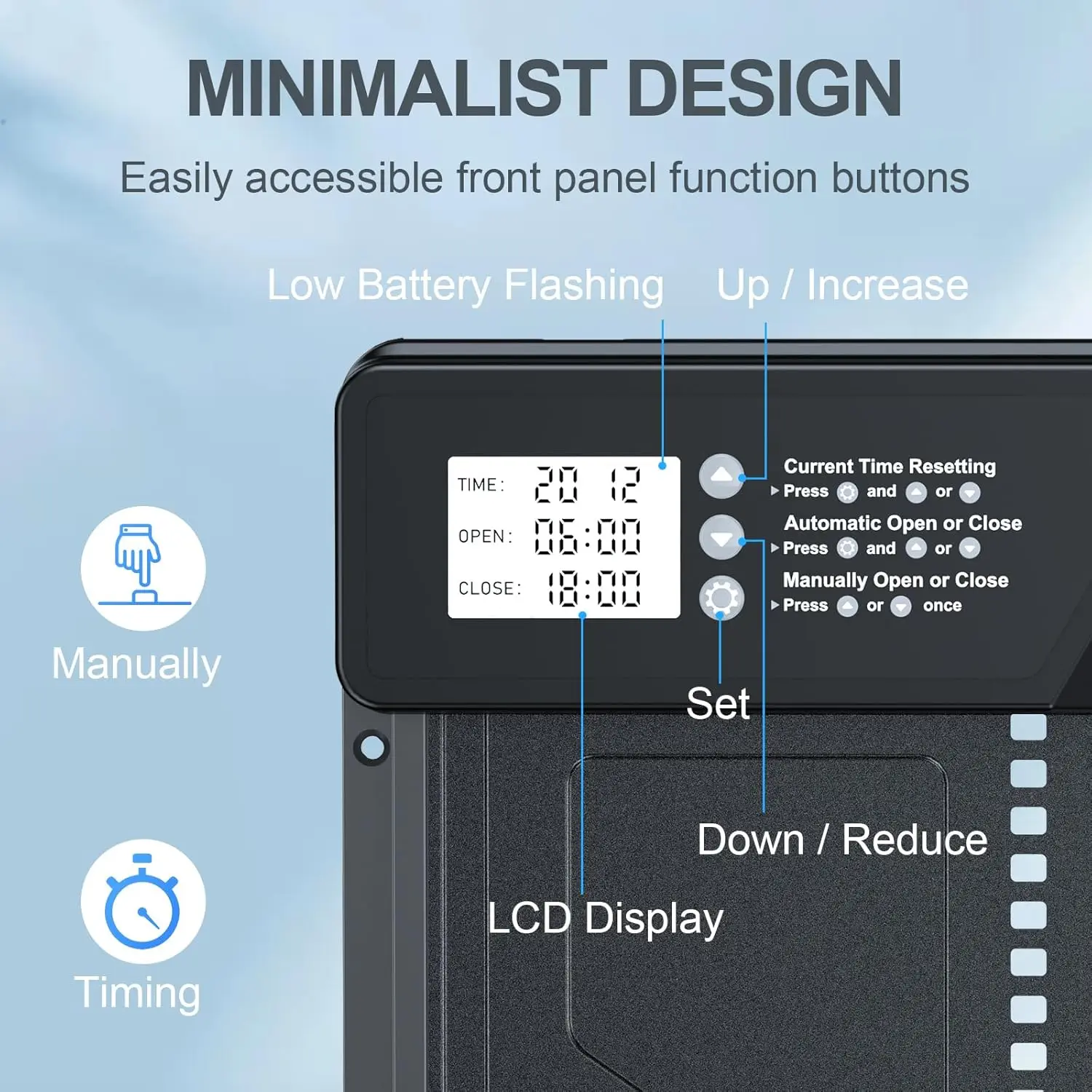 Temporizador automático para gallinero, puerta inteligente de inducción antipellizco para casa de pollos, puerta eléctrica para aves de corral para granja