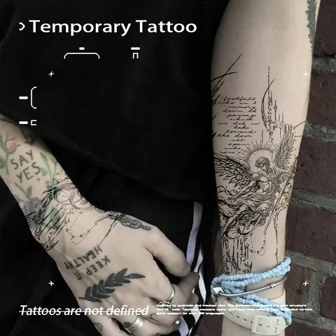 Temporary Tattoos Waterproof Lasting Vintage Angel Herbal Juice Tattoo Sticker Fake Tatto Stickers Novelty in Toys Hotwife Tatoo