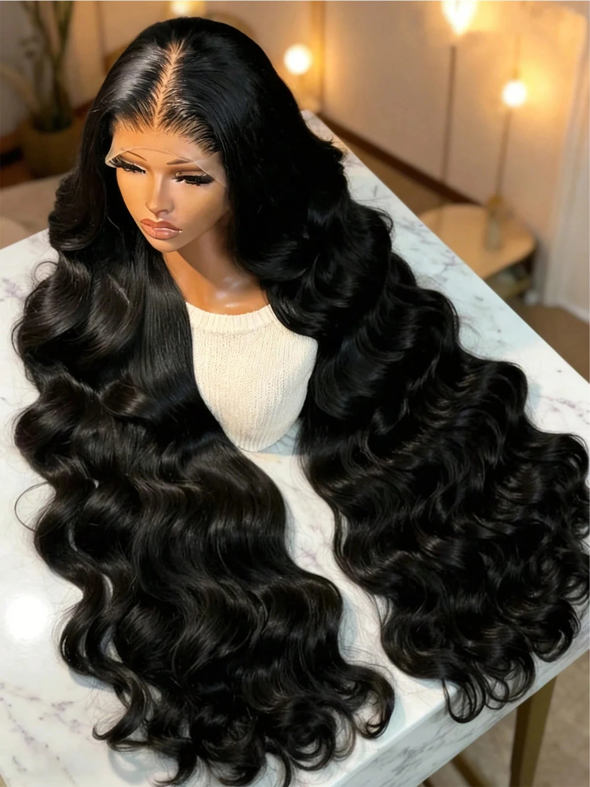 

250% Density Body Wave 13x4 HD Transparent Lace Front Human Hair Wig Black 13x6 Lace Frontal Wigs 30 40 Inch PrePlucked Lace