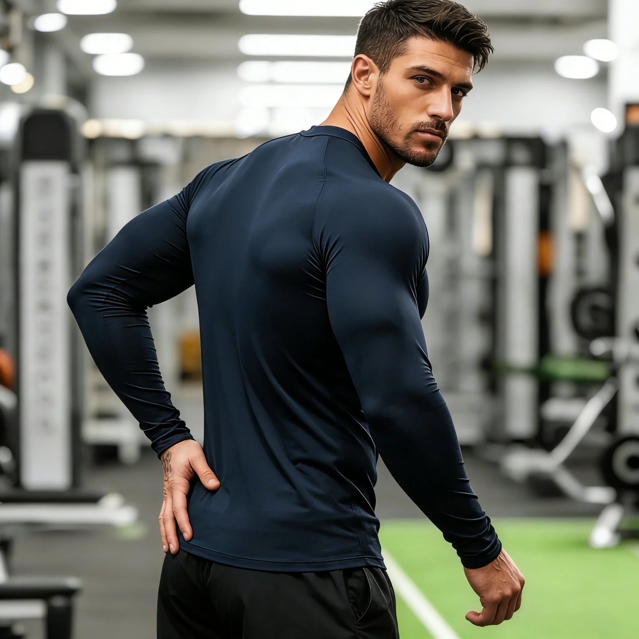 Fitness T-shirt Men Compression Long Sleeve Top Gym Workout Bodybuilding Shirt Quick Dry Elasticity Sportwear Undershirt