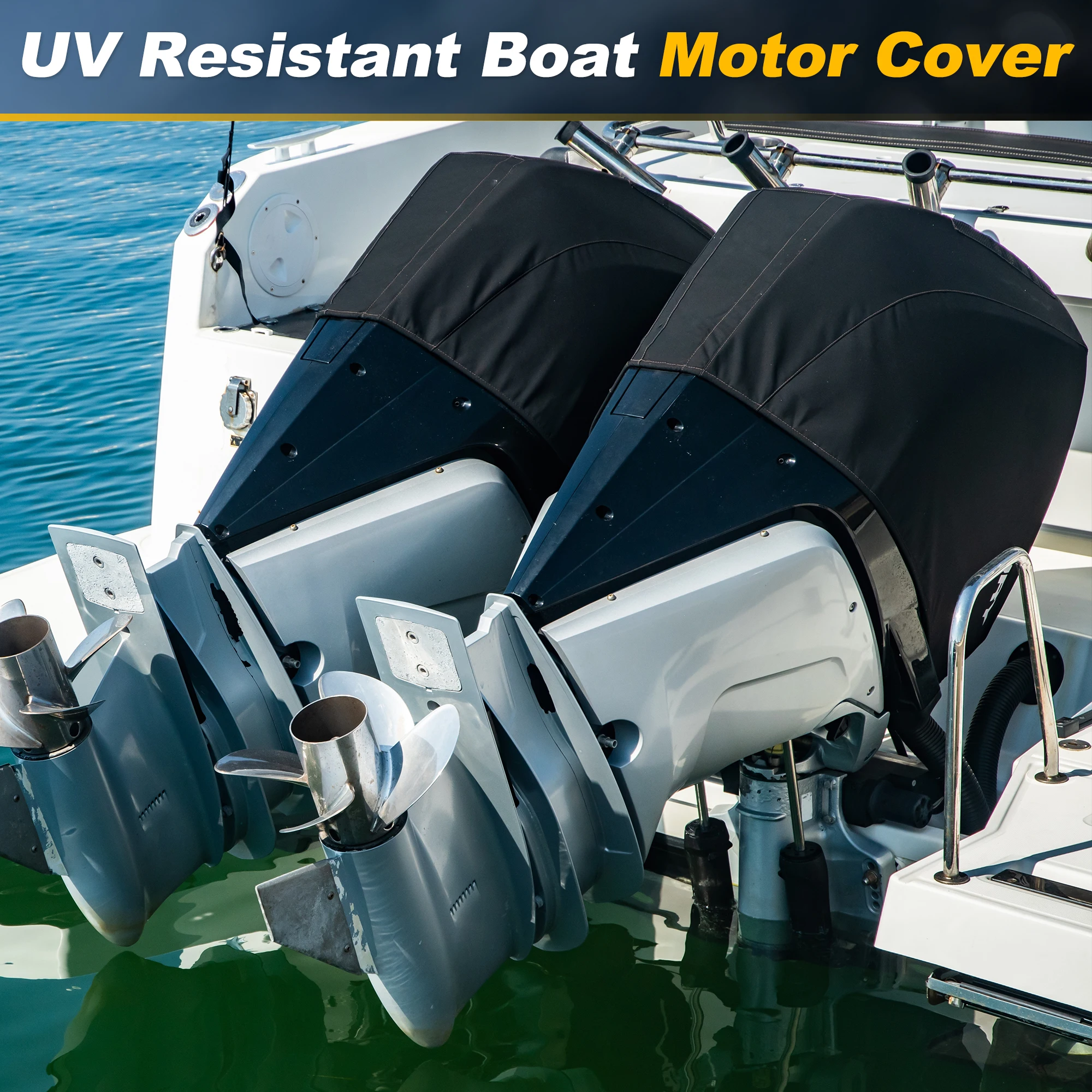 UXCELL Outboard Motor Cover 15-250 HP 600D Oxford Heavy Duty Waterproof UV Resistant Durable Boat Outboard Engine Semi-Cover