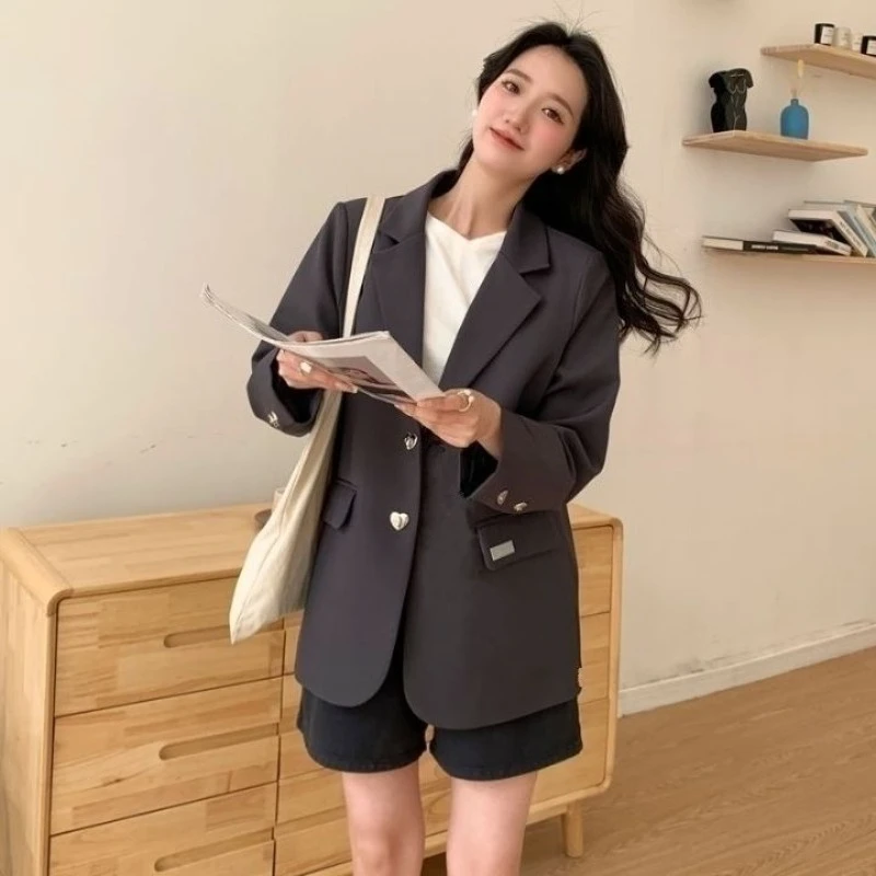 

Женский однобортный пиджак с пряжкой в форме сердца, корейский привлекательный модный универсальный пиджак высокого качества