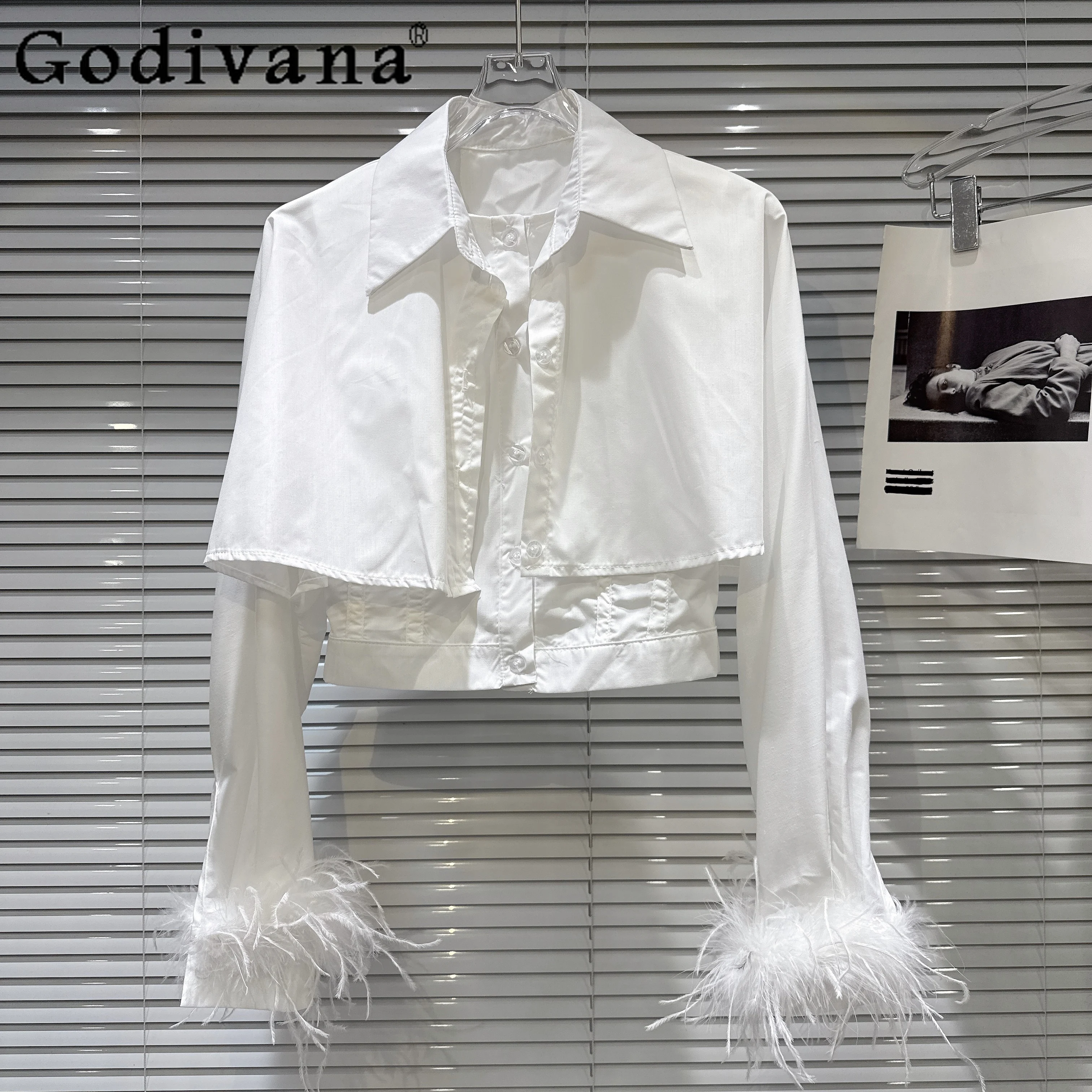 

2025 Autumn New Elegant Lady Japanese High-end Fluff Long-sleeved Shirt Lapel Short Jacket Fashion Coat