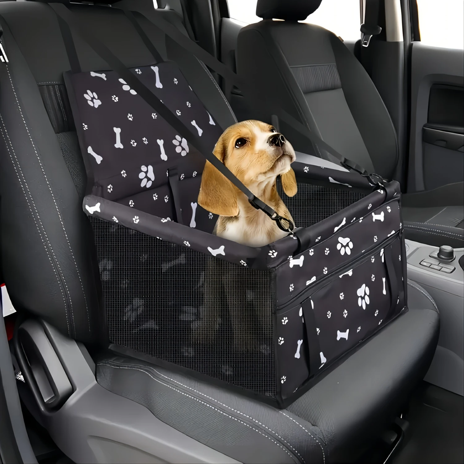 Pet Car Booster Seat For Dog Cat Portable And Breathable Bag With Seat Belt Dog Carrier Safety Stable For Travel Look Out With C