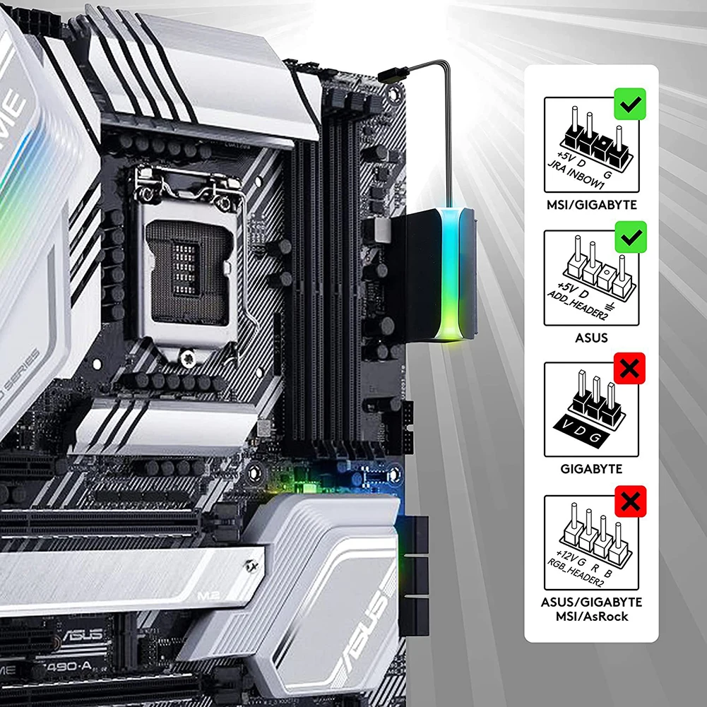 ATX 24 Pin 90 Degree Adapter 5V 3 Pin ARGB 90 Degree Right Angle Power Adapter Board Female To Male Power Supply/Power Adapter