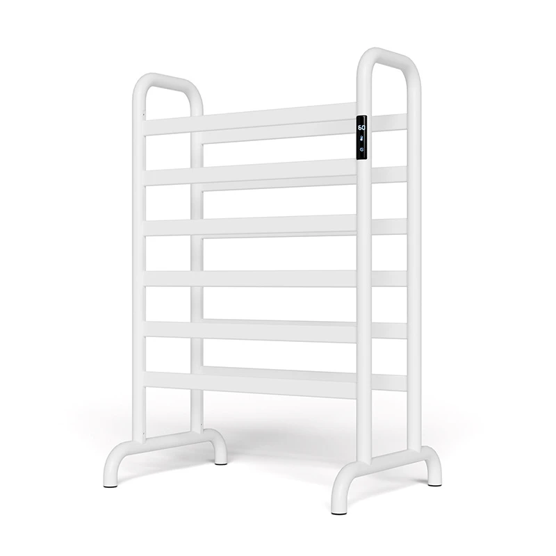 Smart Timer Digital Display Electric Towel Warmer Floor-Standing Double-Row Movable Bath Towel Drying Rack
