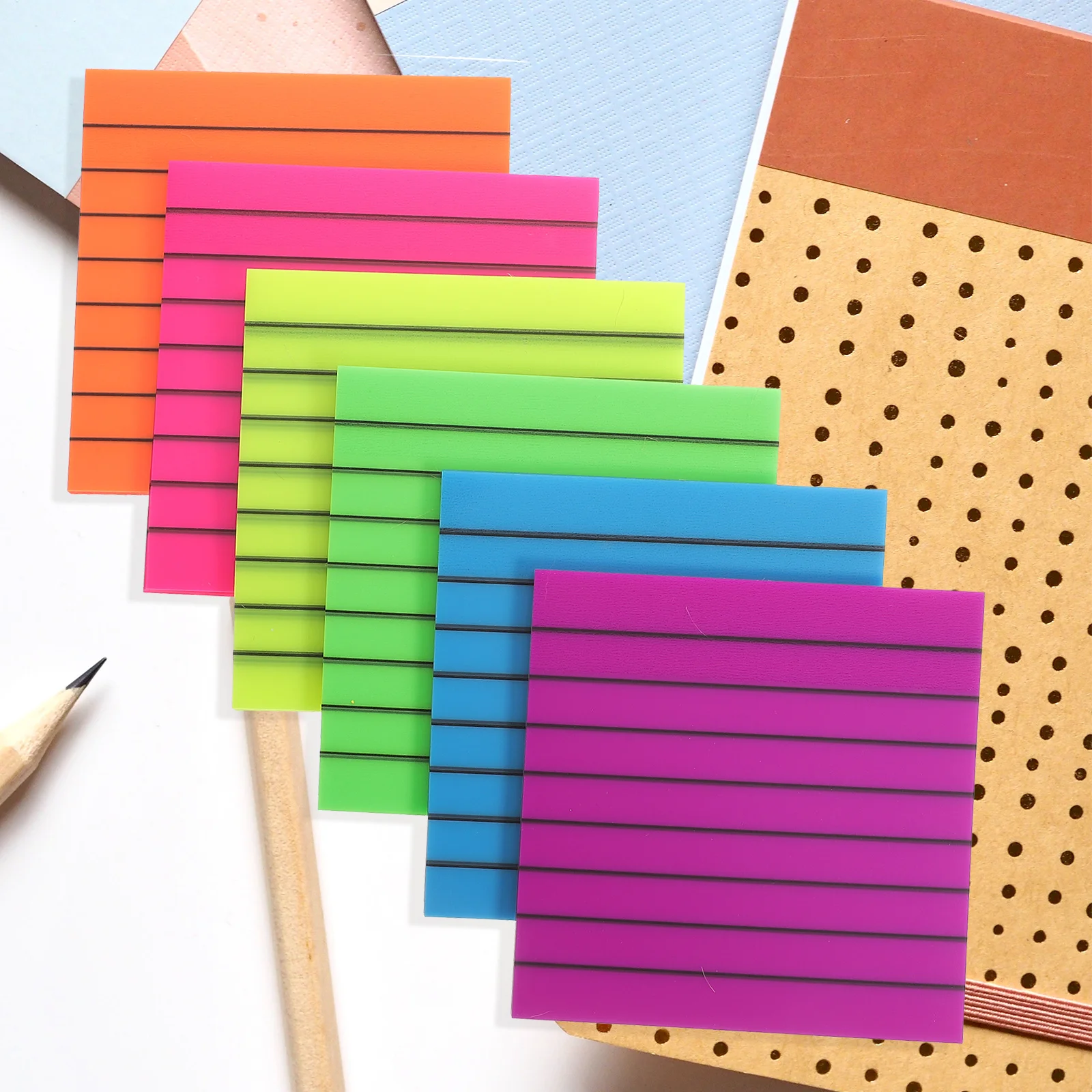 

6Sets Colorful Sticky Page Flags Notepad Tabs Fluorescence Highlight Strips Portable Reading Book Accessories School Office