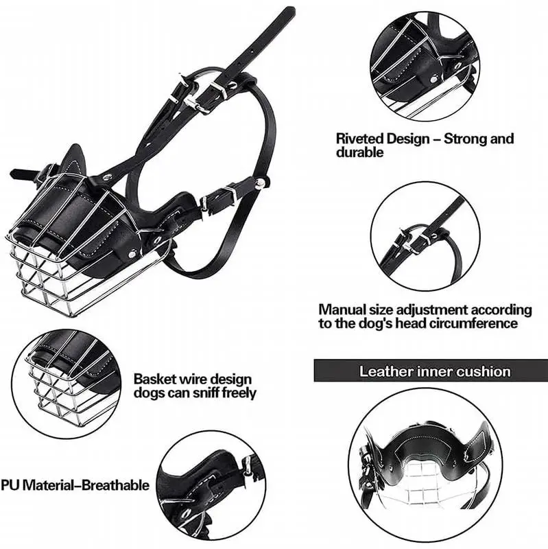 Dog Mouth Guard Metal Face Basket Dog Adjustable Dog Mouth Mesh Muzzles For Large Breed Dogs Dog Muzzle For Small Medium And
