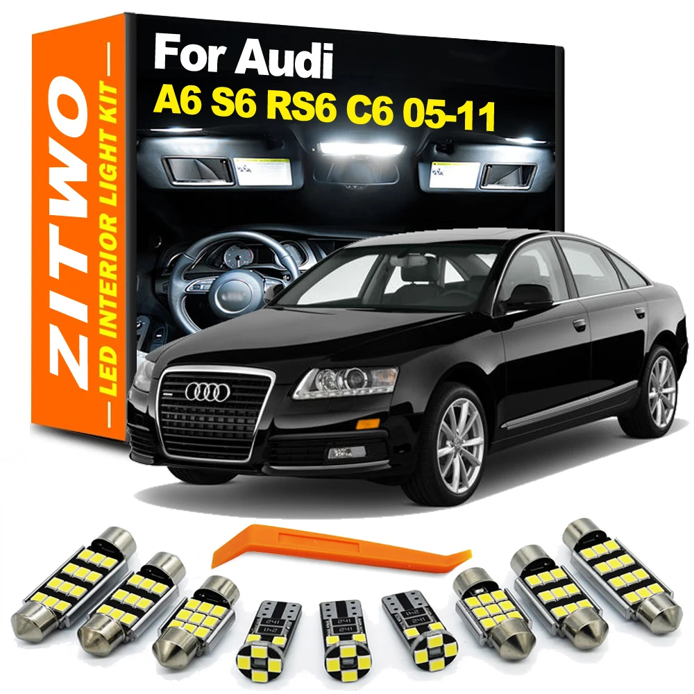 ZITWO Complete LED Interior Dome Map Reading Door Light Kit For Audi A6 S6 RS6 C6 Sedan Avant 2005 2006 2007 2008 2009 2010 2011