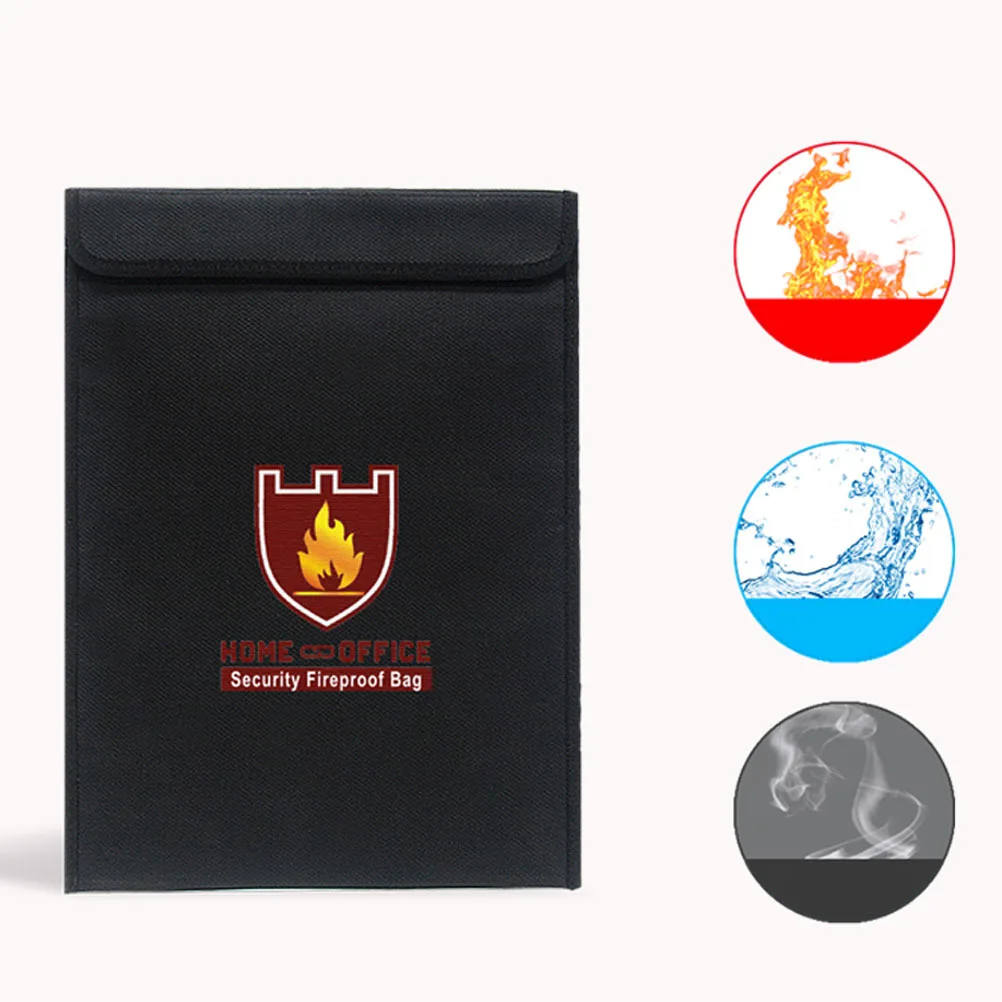 Fireproof Document Bag High Temperature Resistant Fiberglass Large File Holder for Office Home School Security File Storage