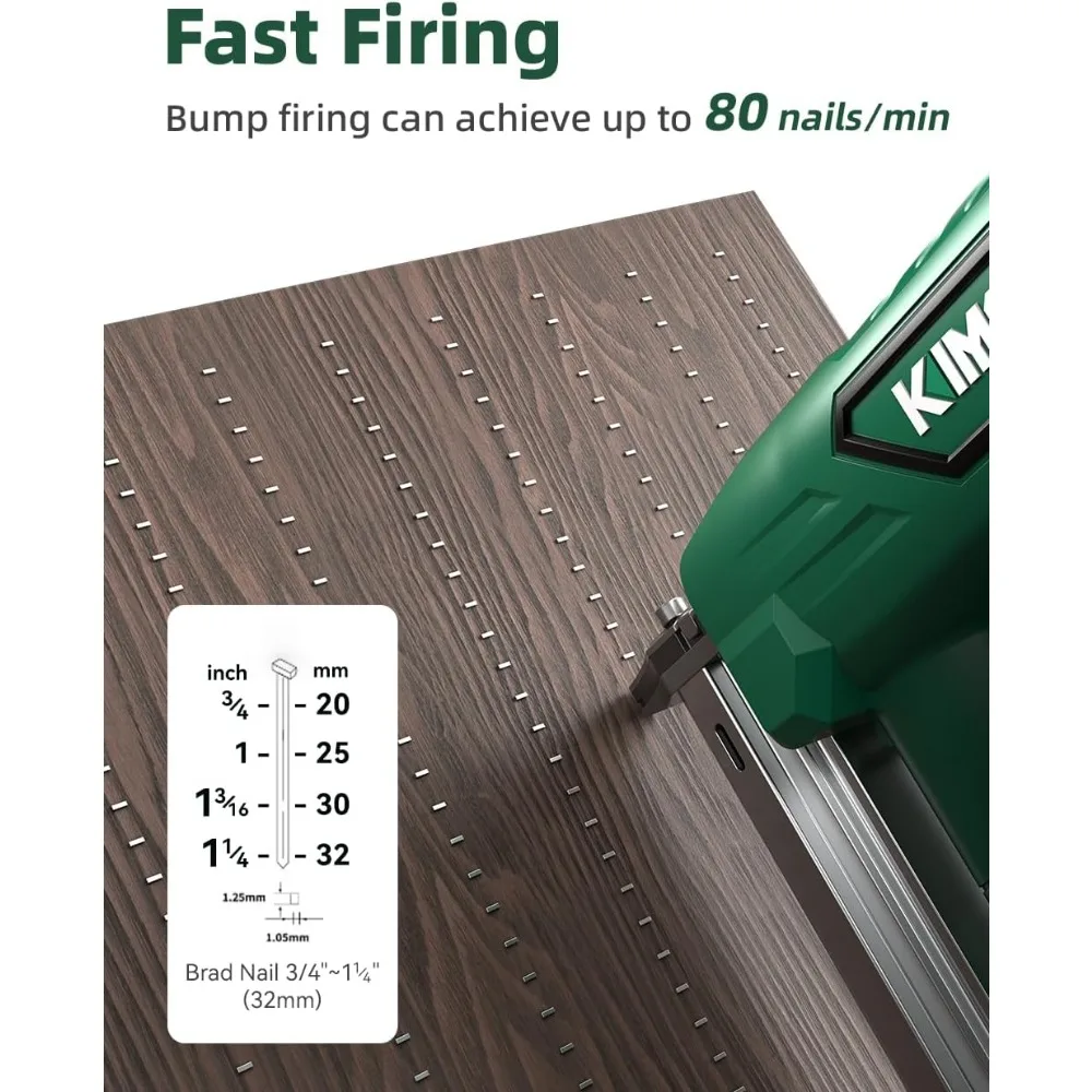 Paku Tembak Tanpa Kabel 18 Gauge dengan Baterai Ganda 2.0Ah dan Pengisi Daya Cepat, Termasuk 5000 Paku, Trigger Tunggal dan Kontak, 180 Paku